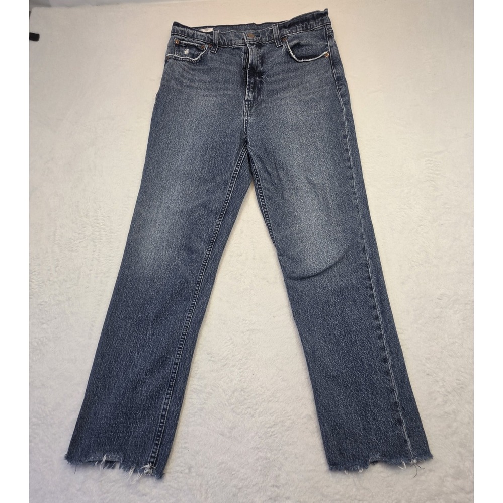 Gap Cheeky Straight Sky High Jeans Women's 31/12R Raw Hem High Rise